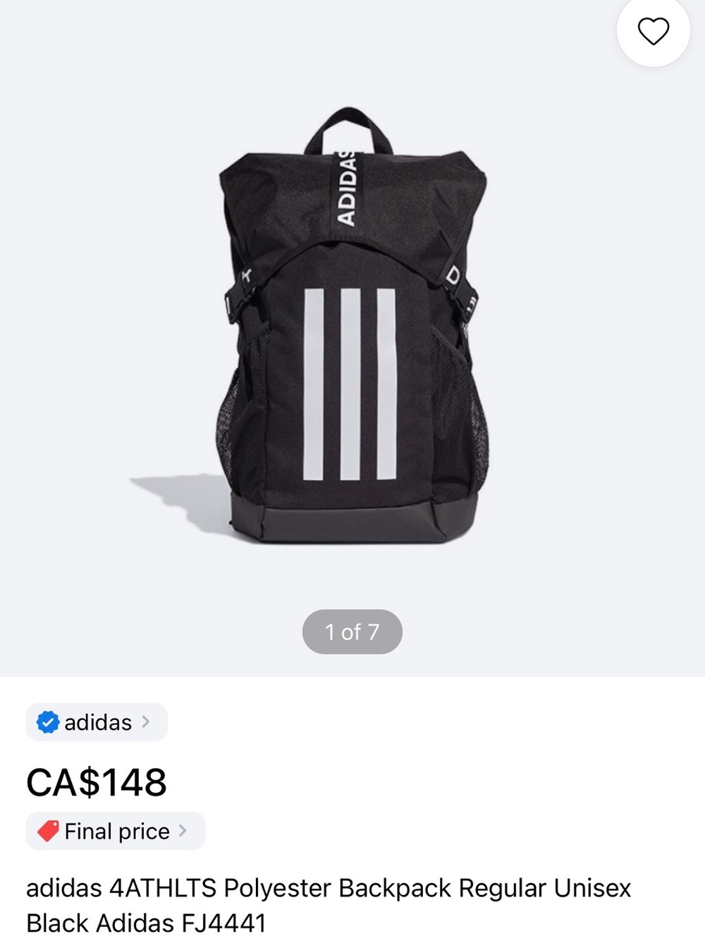 adidas Black Backpack with White 3-Stripes